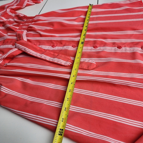 Millenium Shirt Dress Women Button Up Pockets Short Sleeve Striped Coral Pink 1X - Picture 13 of 15